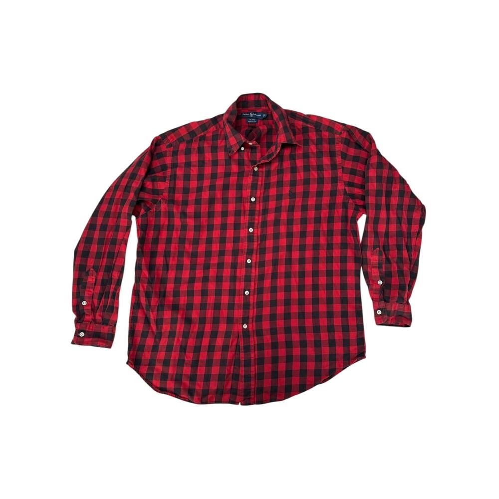 RALPH LAUREN Red Black Buffalo Plaid Blake Button Up Shirt Sz Large Mens Cotton